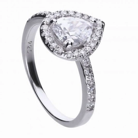 Diamonfire Silver White Zirconia Teardrop Ring R3627