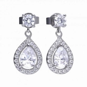 Diamonfire Silver White Zirconia Teardrop Shape Earrings E5594