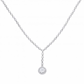 Diamonfire Silver White Zirconia Y - Collier Necklace N4233
