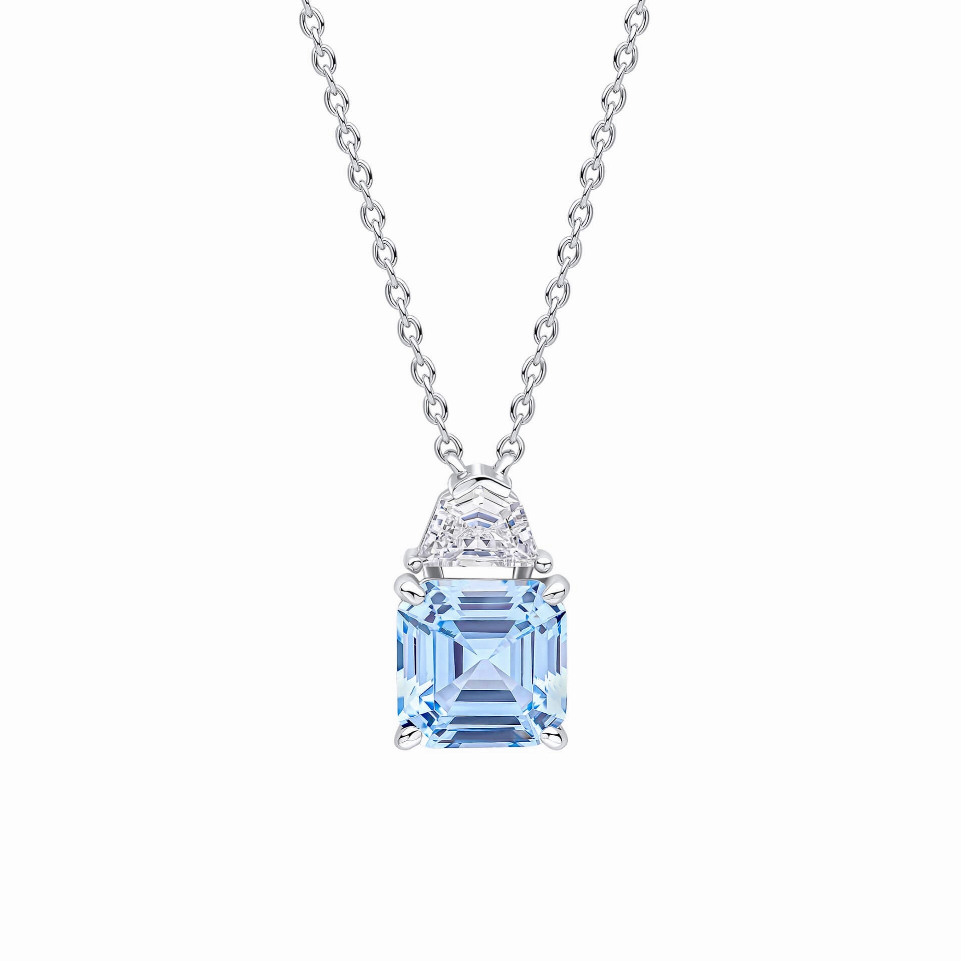 Diamonfire Square Cut Aquamarine Blue Cubic Zirconia Necklace N4660