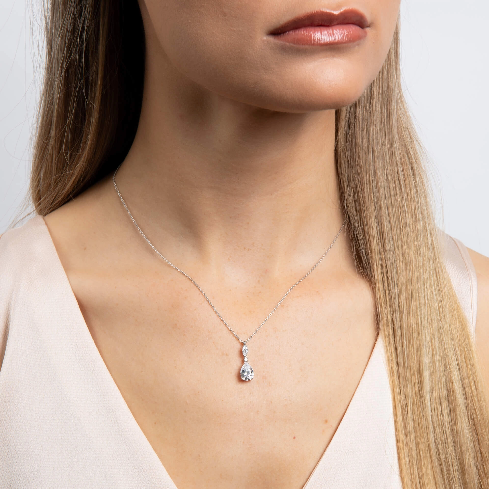 Diamonfire Teardrop and Marquise Drop Pendant P5520