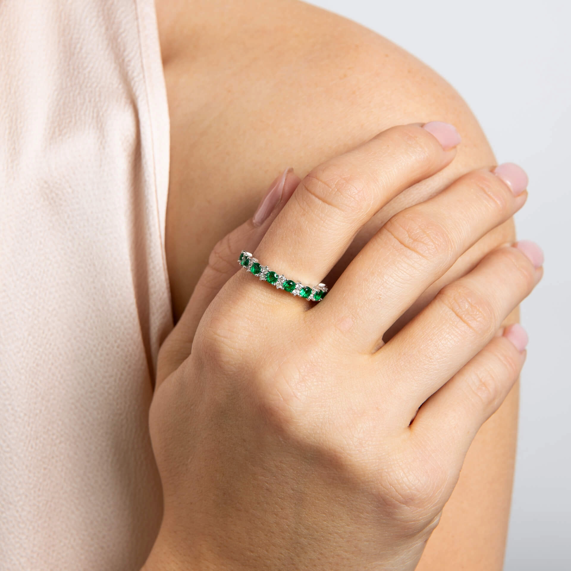 Diamonfire White Green Zirconia 3/4 Eternity Ring  R3943