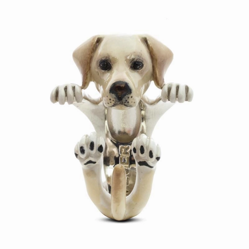 Dog Fever Sterling Silver Enamelled Labrador Retriever Hug ring D