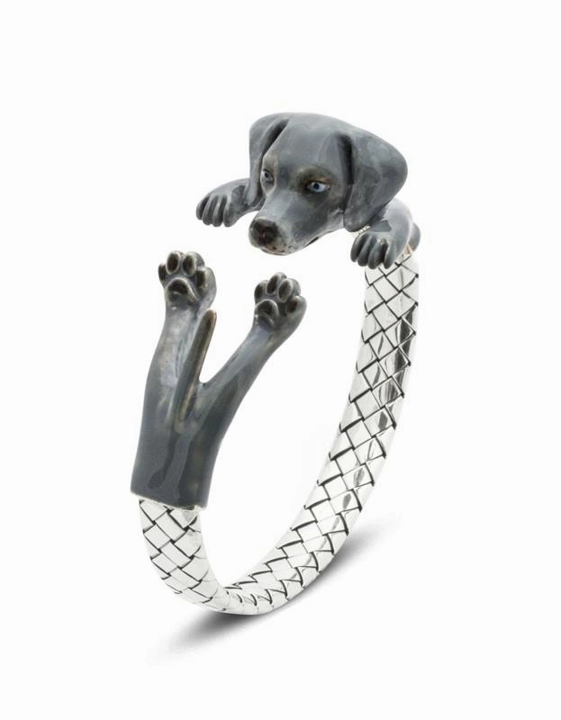 Dog Fever Sterling Silver Enamelled Weimaraner Hug Bracelet D