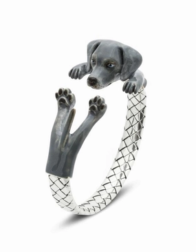 Dog Fever Sterling Silver Enamelled Weimaraner Hug Bracelet D