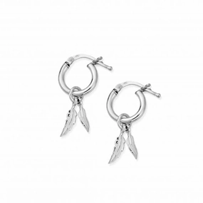 Double Feather Small Hoop Earrings SEH584