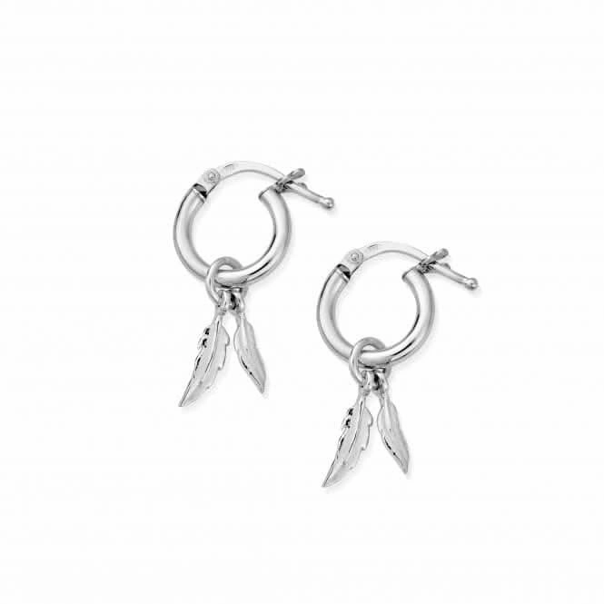 Double Feather Small Hoop Earrings SEH584
