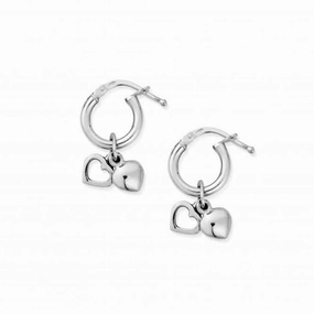 Double Heart Small Hoop Earrings SEH040