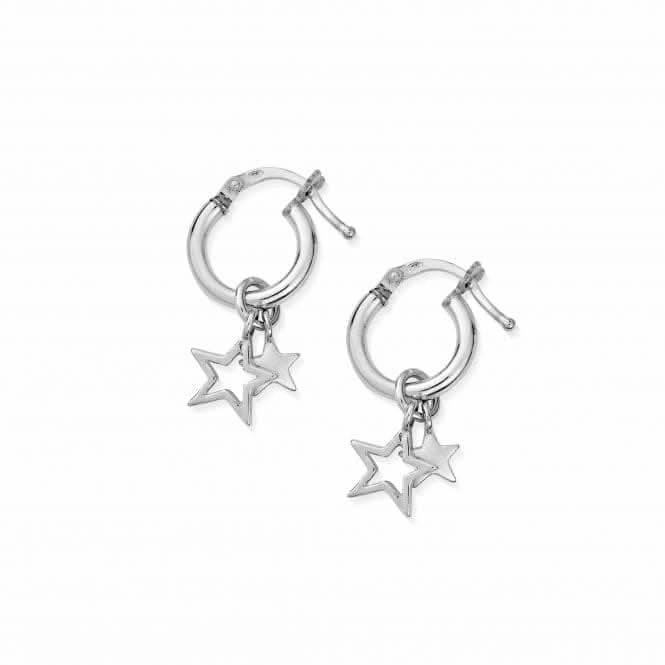 Double Star Small Hoop Earrings SEH738