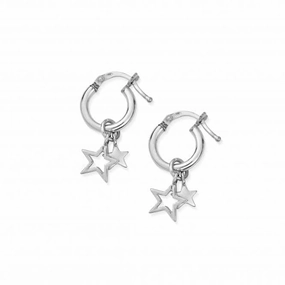 Double Star Small Hoop Earrings SEH738
