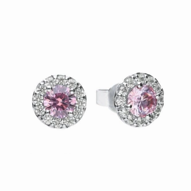 Dusky Pink Cubic Zirconia Pave Studs Earrings E5775