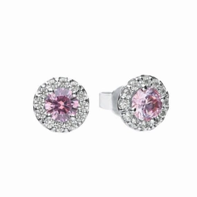 Dusky Pink Cubic Zirconia Pave Studs Earrings E5775