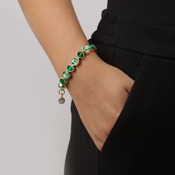 Dyrberg/Kern - Elaine Gold Tennis Bracelet Emerald Green Mix