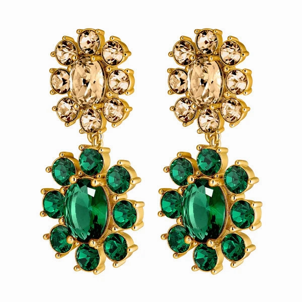 Dyrberg/Kern - Lina Gold Earrings Emerald Green & Golden