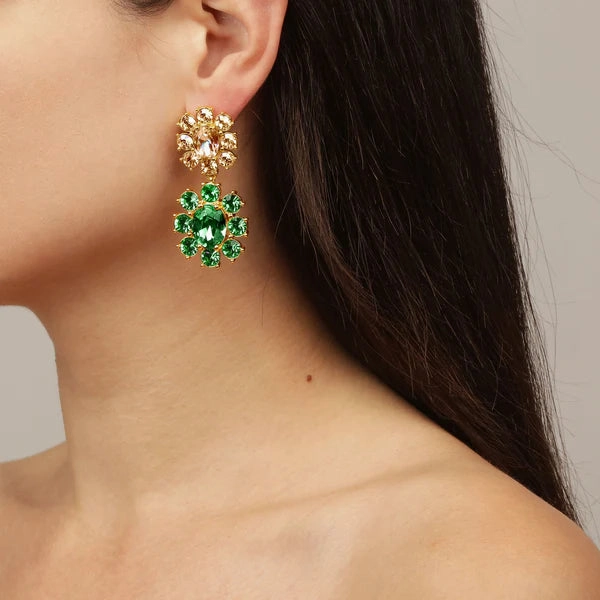 Dyrberg/Kern - Lina Gold Earrings Emerald Green & Golden
