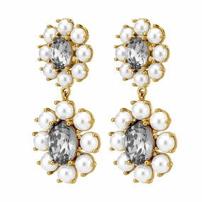 Dyrberg/Kern - Lina Gold Earrings White Pearl & Grey