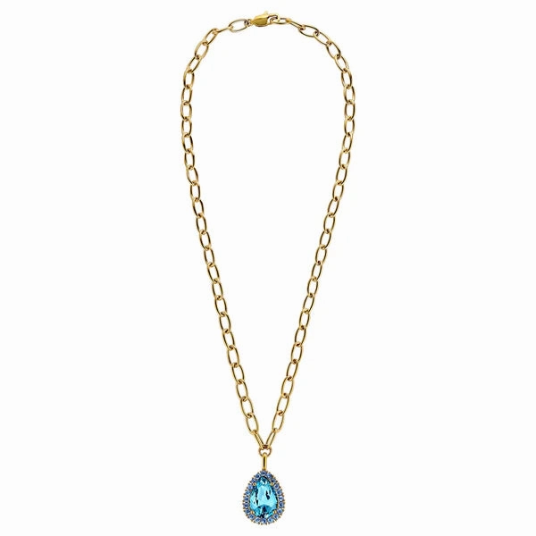 Dyrberg/Kern - Metta Gold Necklace Aqua & Light Blue