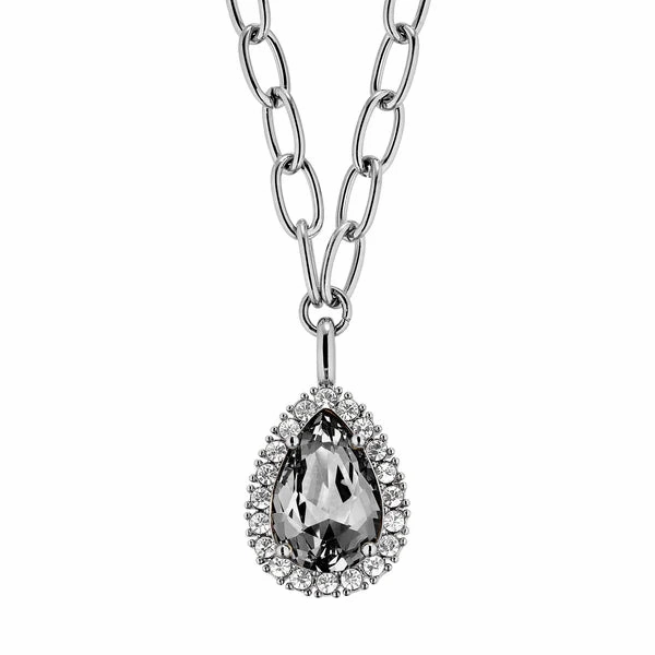 Dyrberg/Kern - Metta Shiny Silver Necklace Grey & Crystal