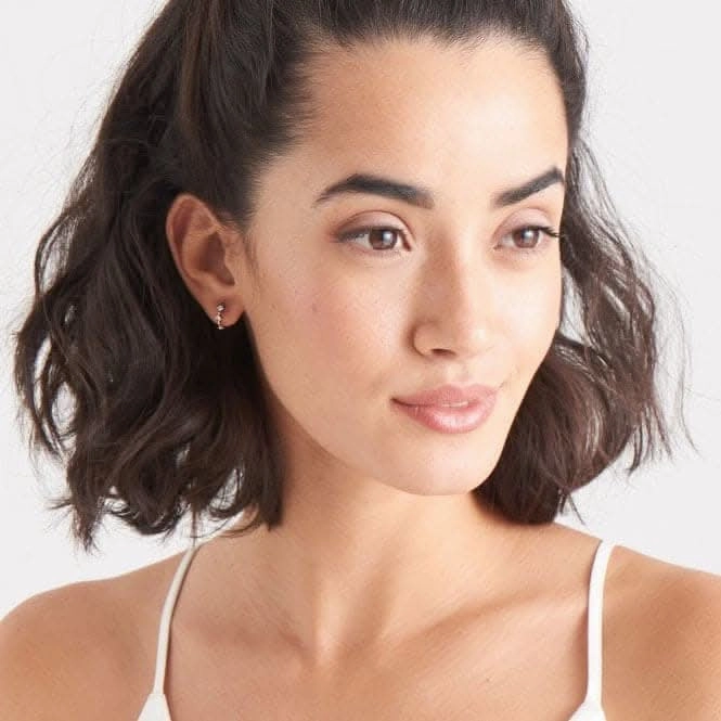 Ear We Go Rhodium Sparkle Huggie Hoops E023-01H
