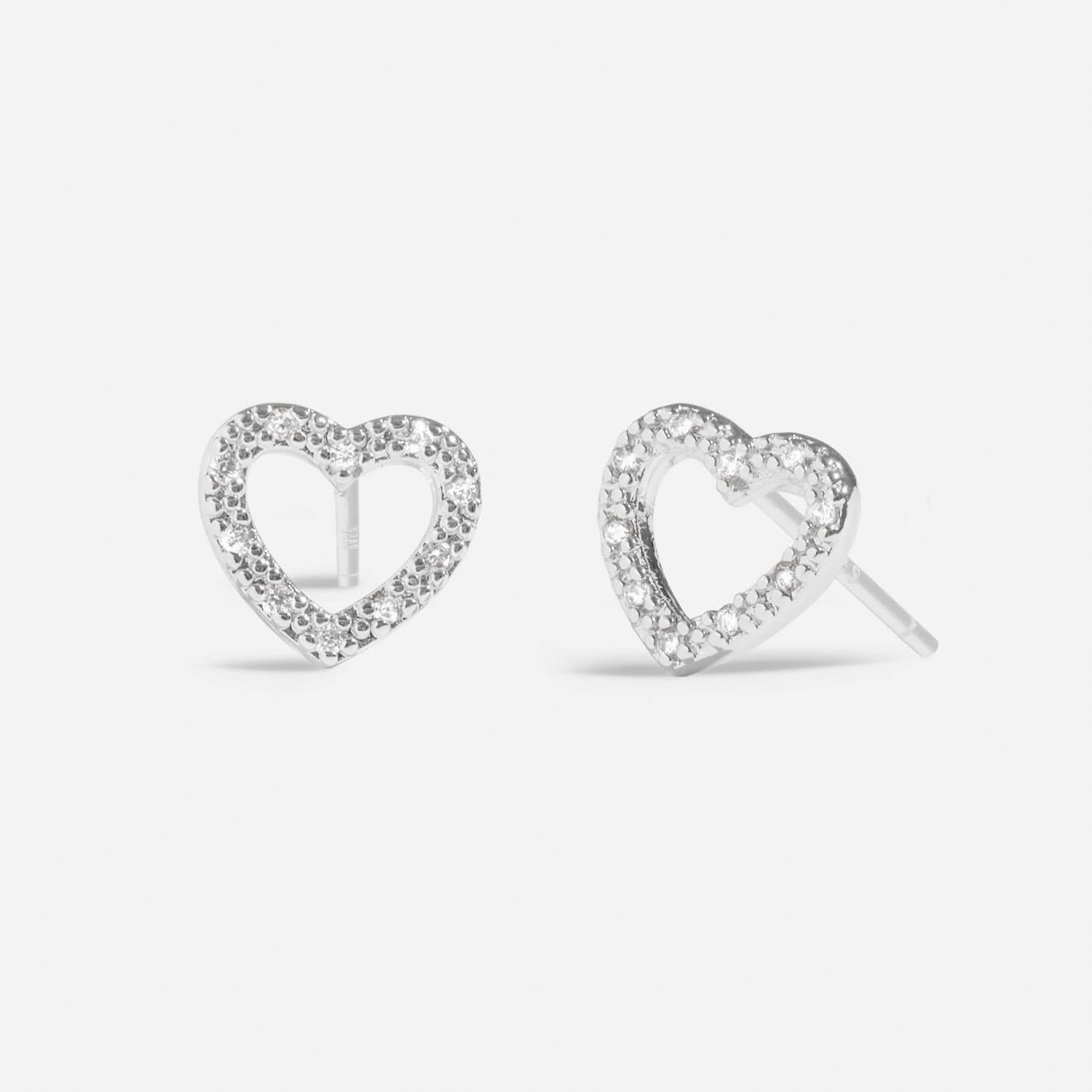 Earring Bauble With Love Stud Silver Plated Earrings 7689