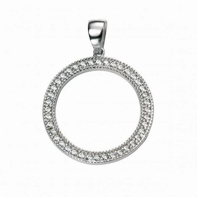 Elements Rhodium Plated Clear CZ Open Circle Pendant P4344C