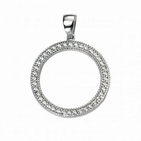 Elements Rhodium Plated Clear CZ Open Circle Pendant P4344C