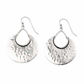 Elements Silver Hammered Finish Crescent Drop Earrings E5177
