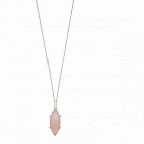 Elements Silver Marquise Cab Rose Agate Silver Plate Pendant P4689P