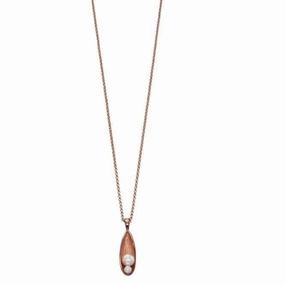 Elements Silver Rose Gold Plate & Pearl Drop Pendant P4548P