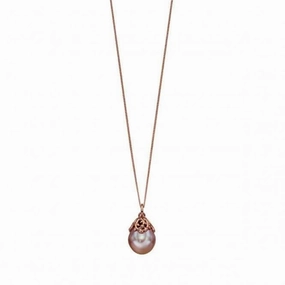Elements Silver Rose Gold Plated Baroque Pearl Drop Pendant P4707P