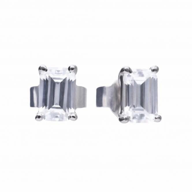 Emerald Cut Cubic Zirconia Studs Earrings E5782