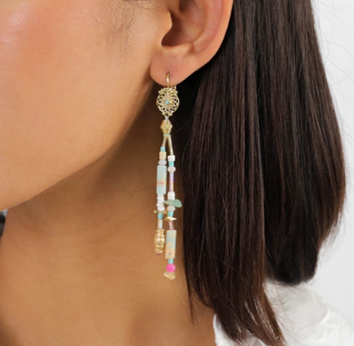 EMILY 2 rows long french hook earrings