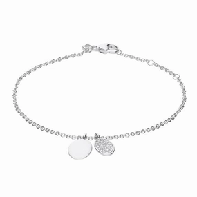 Engravable Pave Set Zirconia Oval Tag Bracelet B5379