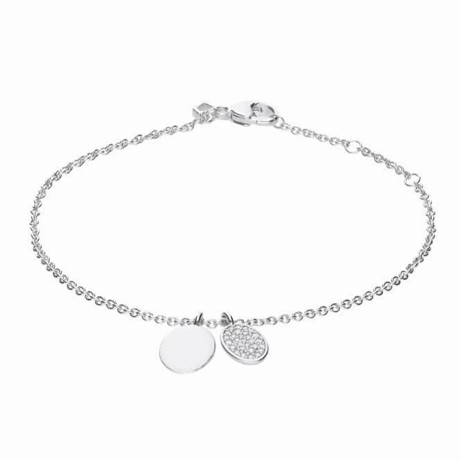 Engravable Pave Set Zirconia Oval Tag Bracelet B5379