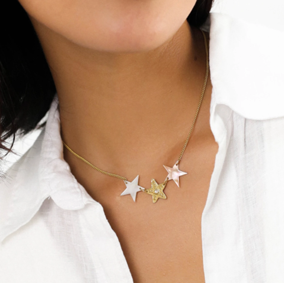 ESTRELLA three-star short necklace