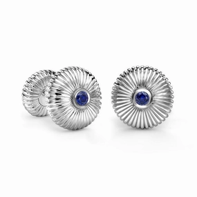 Faberge 18ct White Gold Sapphire Fluted Cufflinks
