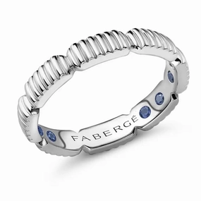 Faberge Colours of Love 18ct White Gold Fluted Healing Ring with Hidden Sapphires