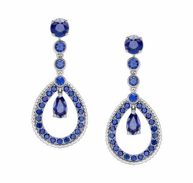 Faberge Colours of Love 18ct White Gold Sapphire Teardrop Earrings