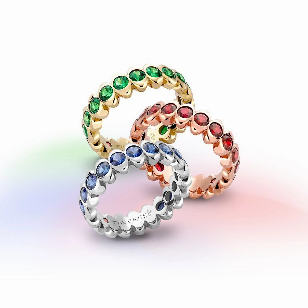 Faberge Colours of Love Cosmic Curve 18ct White Gold Sapphire Eternity Ring