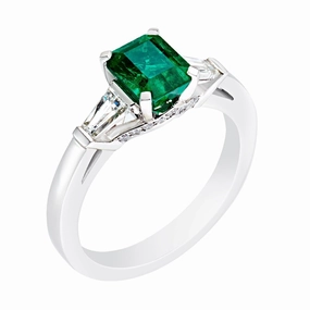 Faberge Colours of Love Platinum Emerald Step Cut Ring