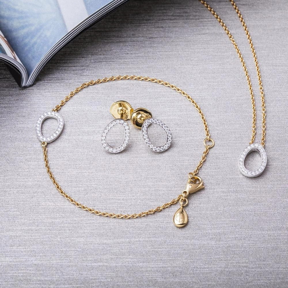 Faberge Colours of Love Sasha 18ct White and Yellow Gold Diamond Egg Bracelet