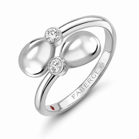 Faberge Essence 18ct White Gold Diamond Crossover Ring