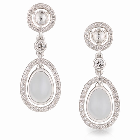 Faberge Imperial Sasha 18ct White Gold Moonstone Drop Earrings