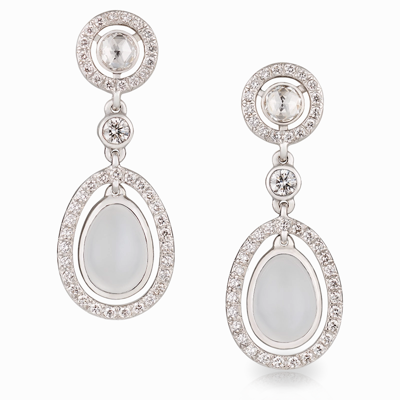 Faberge Imperial Sasha 18ct White Gold Moonstone Drop Earrings