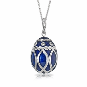 Faberge Palais Yelagin 18ct White Gold Diamond Blue Pendant