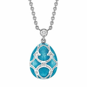 Faberge Palais Yelagin 18ct White Gold Teal Small Pendant