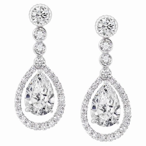 Faberge Platinum Diamond Fluted Teardrop Earrings