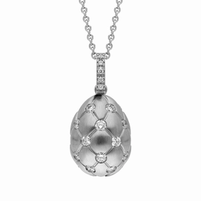 Faberge Treillage 18ct White Gold 0.78ct Diamond Egg Pendant Exclusive Edition