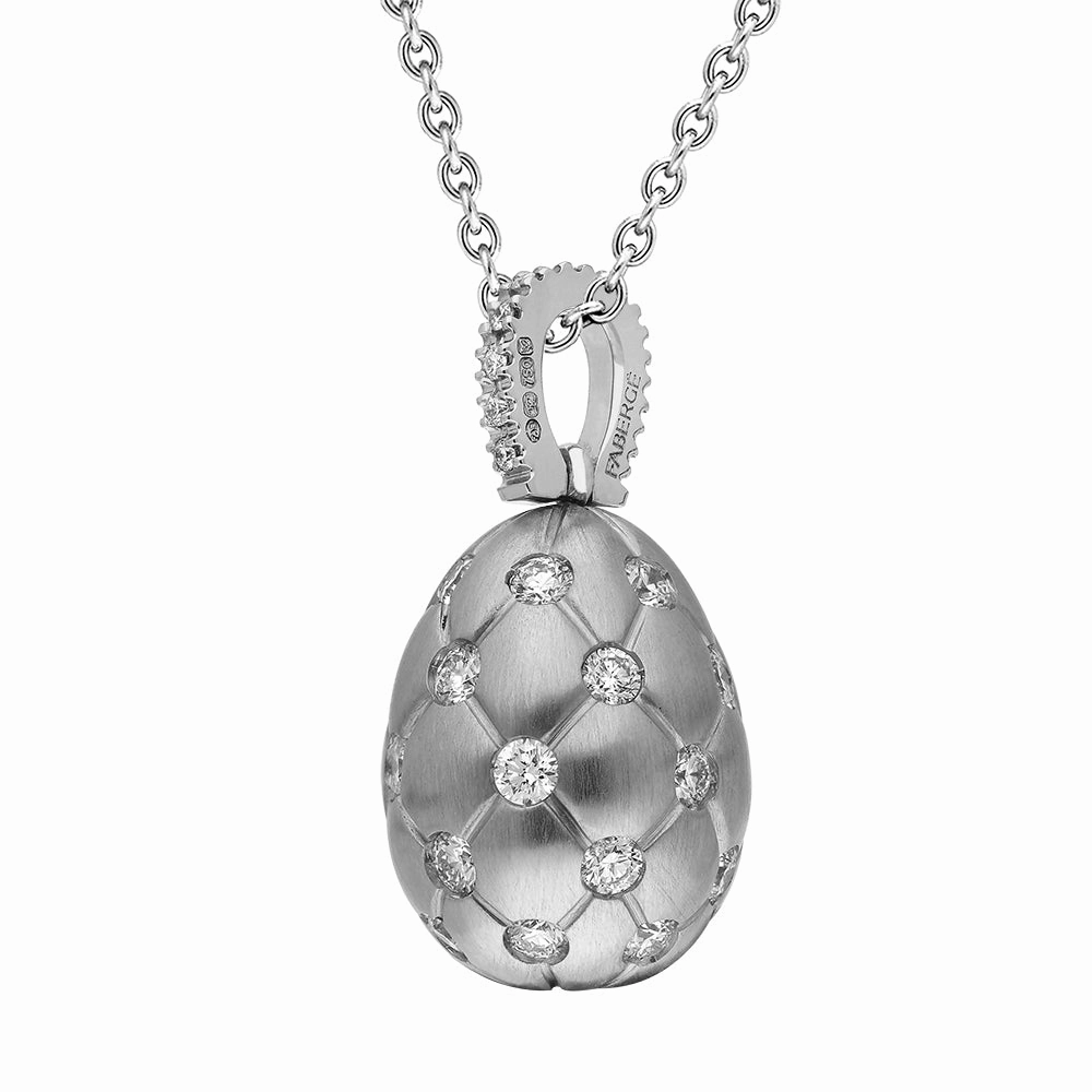 Faberge Treillage 18ct White Gold 0.78ct Diamond Egg Pendant Exclusive Edition