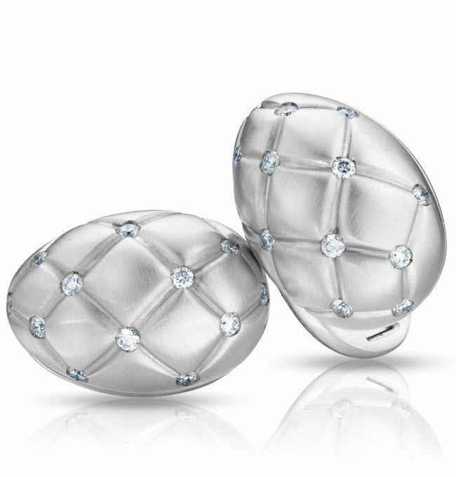 Faberge Treillage 18ct White Gold Diamond Matt Cufflinks